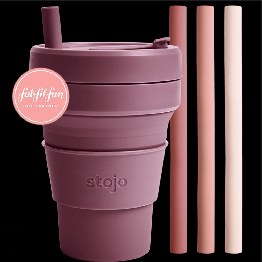 Stojo 12 oz cup with 4 straws